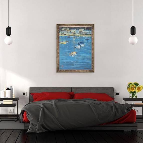 Tablou inramat - Jennifer Wright - Salcombe, Dimineata spumanta, 60 x 80 cm - 3- Roveli