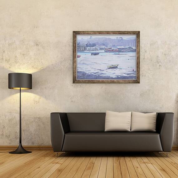 Tablou inramat - Jennifer Wright - Salcombe - Ziua Gri - Chei Pescarilor, 60 x 80 cm - 2- Roveli