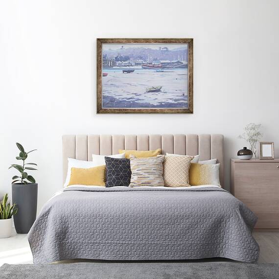Tablou inramat - Jennifer Wright - Salcombe - Ziua Gri - Chei Pescarilor, 60 x 80 cm - 3- Roveli