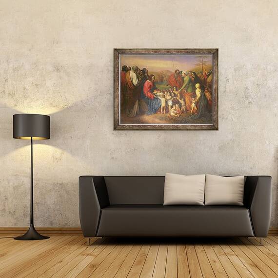 Tablou inramat - Joseph-Nicolas Robert-Fleury - Lasati copiii mici sa vina la mine, 60 x 80 cm - 2- Roveli
