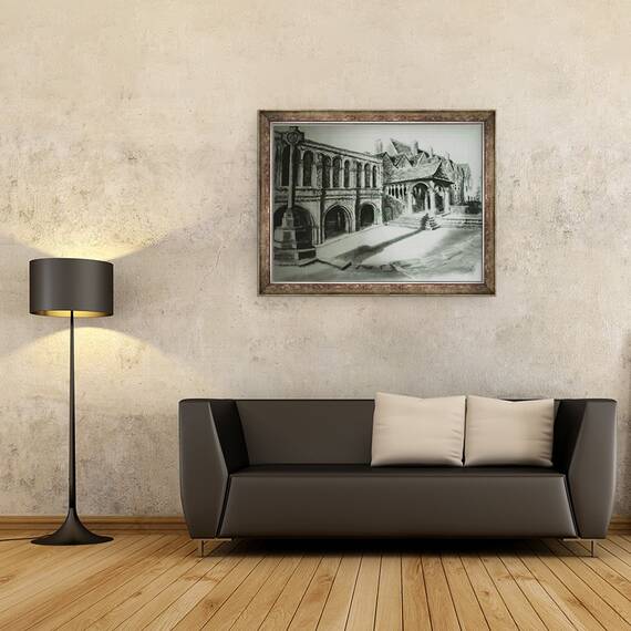 Tablou inramat - Lee Campbell - Curtea scolii Kings, Canterbury, 60 x 80 cm - 2- Roveli