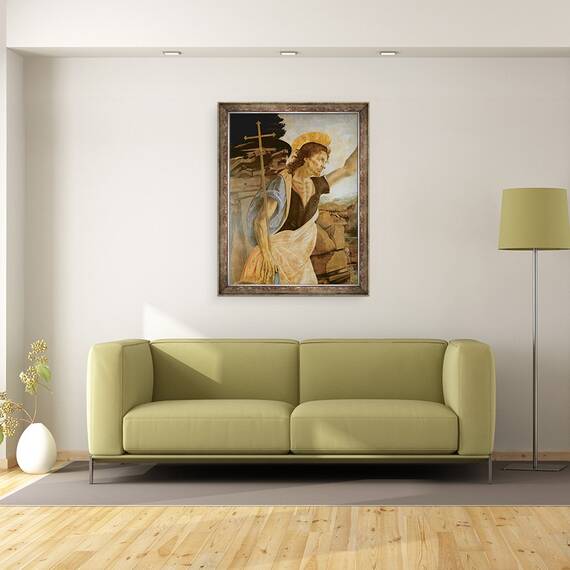 Tablou inramat - Leonardo da Vinci - Botezul lui Hristos, detaliu al Sfantului Ioan Botezatorul, 60 x 80 cm - 2- Roveli