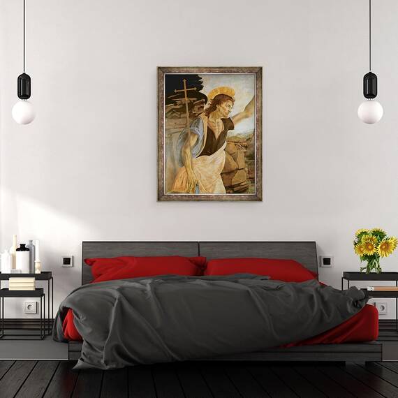 Tablou inramat - Leonardo da Vinci - Botezul lui Hristos, detaliu al Sfantului Ioan Botezatorul, 60 x 80 cm - 3- Roveli