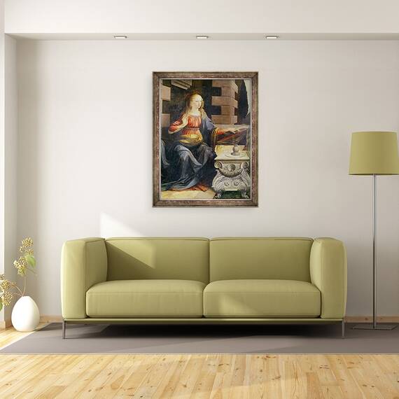 Tablou inramat - Leonardo da Vinci - Buna Vestire detaliu al Fecioarei, 60 x 80 cm - 2- Roveli