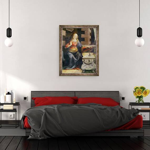 Tablou inramat - Leonardo da Vinci - Buna Vestire detaliu al Fecioarei, 60 x 80 cm - 3- Roveli