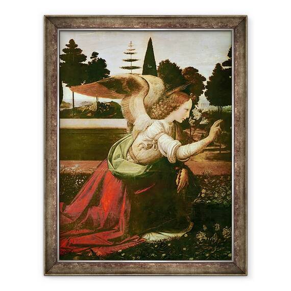 Tablou inramat - Leonardo da Vinci - Buna Vestire detaliu al ingerului, 60 x 80 cm - - Roveli