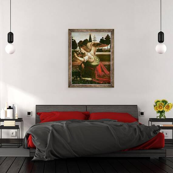 Tablou inramat - Leonardo da Vinci - Buna Vestire detaliu al ingerului, 60 x 80 cm - 3- Roveli