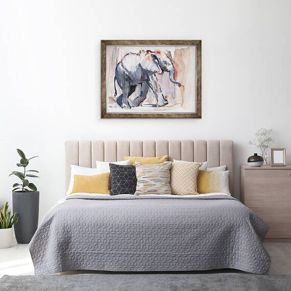 Tablou inramat - Mark Adlington - Copil elefant, 60 x 80 cm - 3- Roveli