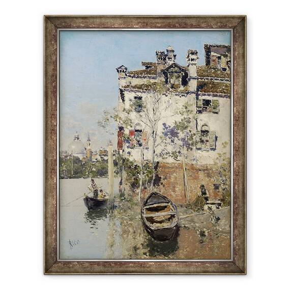 Tablou inramat - Martin Rico y Ortega - Venetia, Casa de pe Canal, 60 x 80 cm - - Roveli