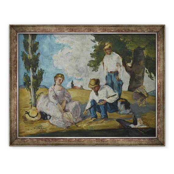 Tablou inramat - Paul Cezanne - Picnic pe malul raului, 60 x 80 cm - - Roveli
