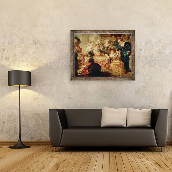 Tablou inramat - Peter Paul Rubens - Gradina Iubirii detaliu al grupului cu sotia lui Rubens, Hélène Fourment, 60 x 80 cm - 2- Roveli