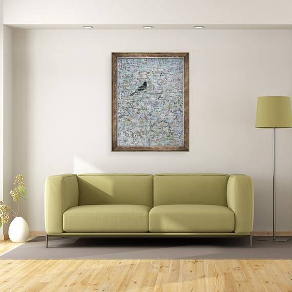 Tablou inramat - Ruth Addinall - Mierla in copac I, 60 x 80 cm - 2- Roveli