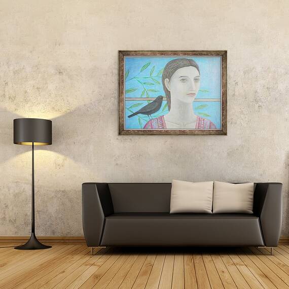 Tablou inramat - Ruth Addinall - O femeie si o mierla sunt una, 60 x 80 cm - 2- Roveli