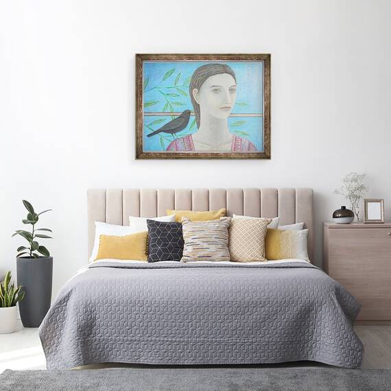 Tablou inramat - Ruth Addinall - O femeie si o mierla sunt una, 60 x 80 cm - 3- Roveli