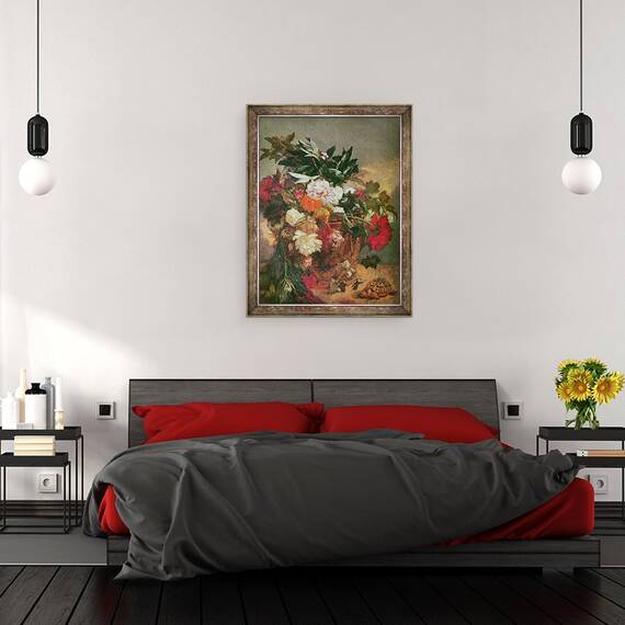 Tablou inramat - Thomas Couture - Buchet de Bujori, 60 x 80 cm - 3- Roveli