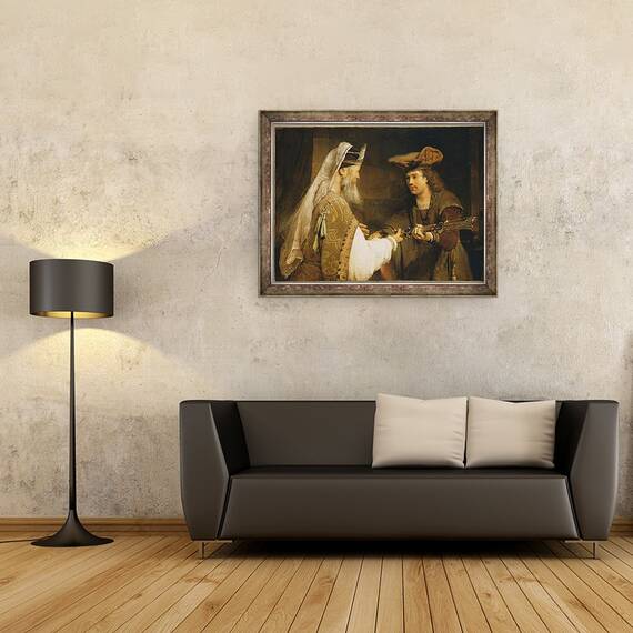 Tablou inramat - Aert de Gelder - Ahimelec i-a dat lui David sabia lui Goliat, 60 x 80 cm - 2- Roveli