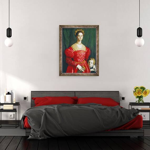 Tablou inramat - Agnolo di Cosimo Bronzino - O tanara femeie si baietelul ei, 60 x 80 cm - 3- Roveli