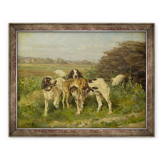 Tablou inramat - Charles Oliver de Penne - Sfarsitul vanatorii, 60 x 80 cm - - Roveli