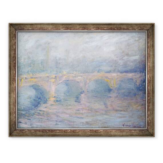 Tablou inramat - Claude Monet - Podul Waterloo, Londra, la apus, 60 x 80 cm - - Roveli