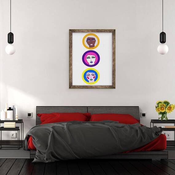 Tablou inramat - Daisy de Villeneuve - Trei fete II, 60 x 80 cm - 3- Roveli