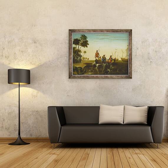 Tablou inramat - Edward Hicks - Aterizarea lui Columb, 60 x 80 cm - 2- Roveli