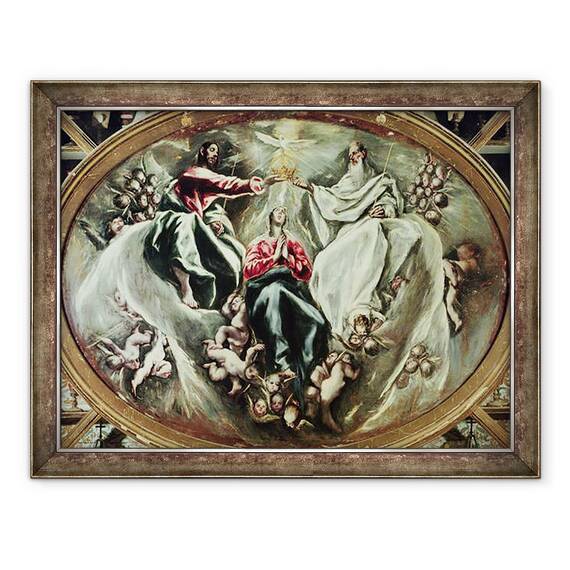 Tablou inramat - El Greco - incoronarea Fecioarei, 60 x 80 cm - - Roveli