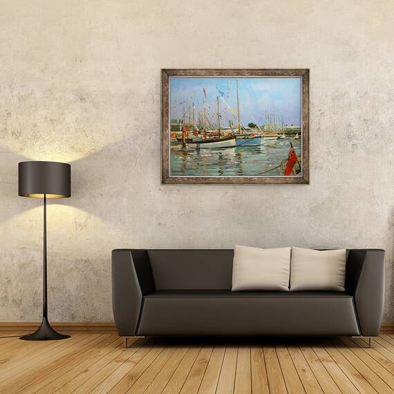 Tablou inramat - Jennifer Wright - Vechi Gaffers, Yarmouth, Insula Wight, 60 x 80 cm - 2- Roveli