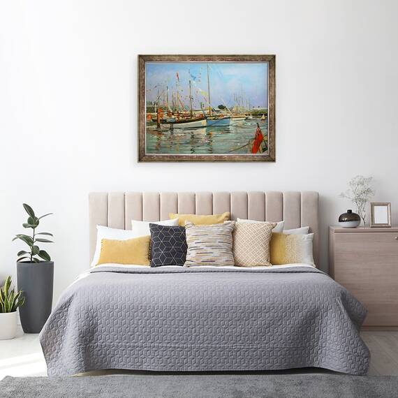 Tablou inramat - Jennifer Wright - Vechi Gaffers, Yarmouth, Insula Wight, 60 x 80 cm - 3- Roveli
