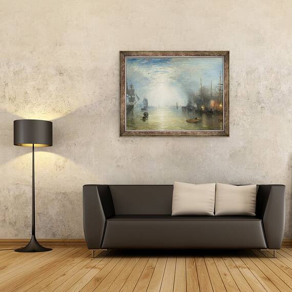 Tablou inramat - Joseph Mallord William Turner - Keelmen Heaving in carbuni de lumina lunii, 60 x 80 cm - 2- Roveli