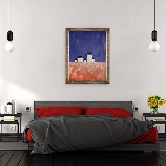 Tablou inramat - Kazimir Severinovich Malevich - Peisaj cu 5 case, 60 x 80 cm - 3- Roveli