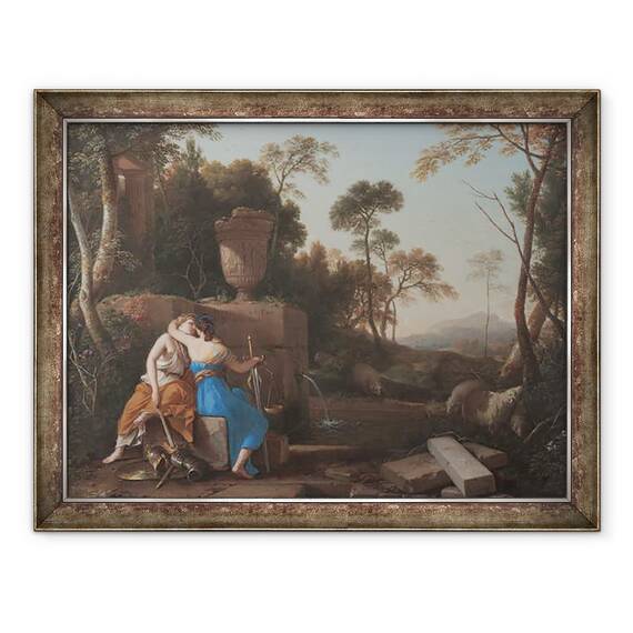Tablou inramat - Laurent de La Hyre - Sarutul Pacii si Justitiei, 60 x 80 cm - - Roveli