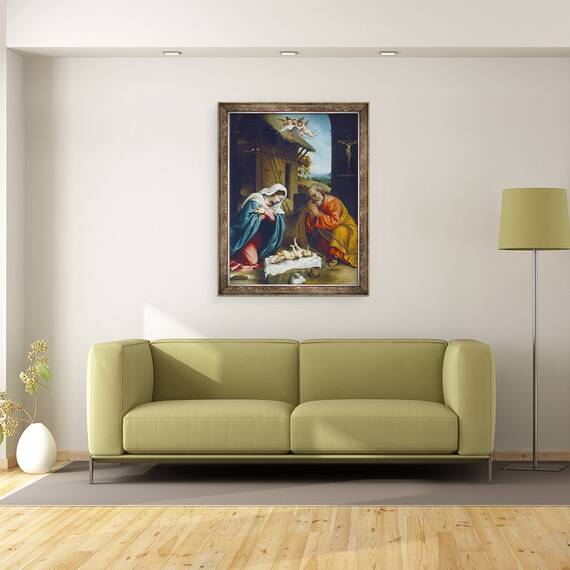 Tablou inramat - Lorenzo Lotto - Nasterea Domnului, 60 x 80 cm - 2- Roveli