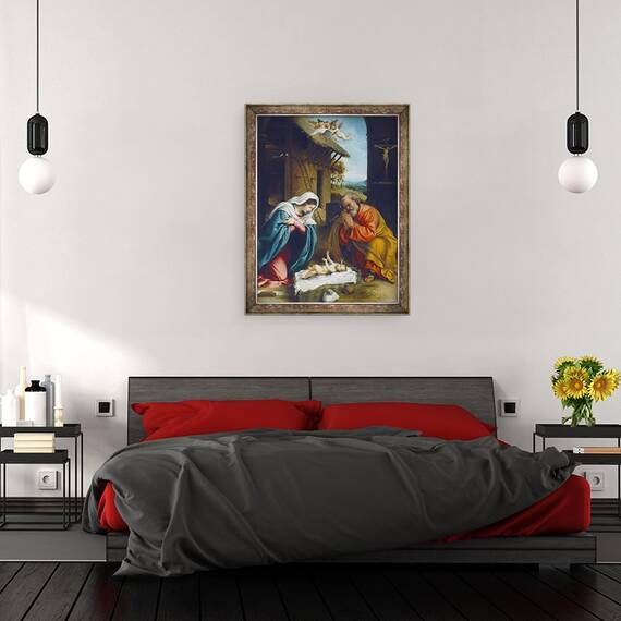 Tablou inramat - Lorenzo Lotto - Nasterea Domnului, 60 x 80 cm - 3- Roveli