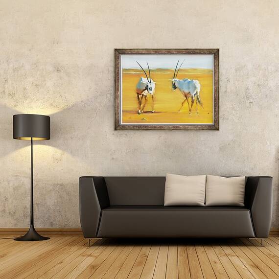 Tablou inramat - Mark Adlington - Cercul Arabian Oryx, 60 x 80 cm - 2- Roveli