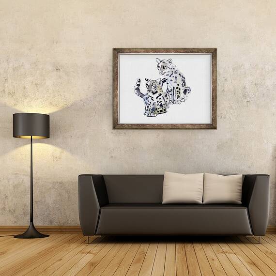 Tablou inramat - Mark Adlington - Mama si Fiul Leoparzii arabi, 60 x 80 cm - 2- Roveli