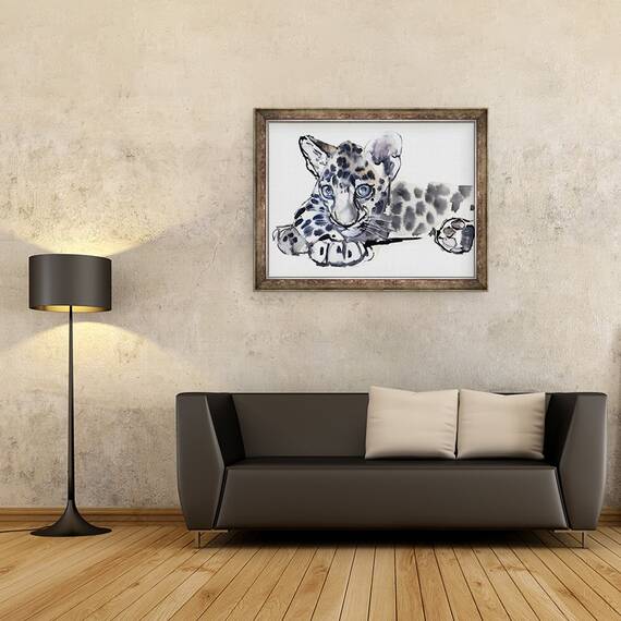 Tablou inramat - Mark Adlington - Spotty Cub de leopard arab, 60 x 80 cm - 2- Roveli