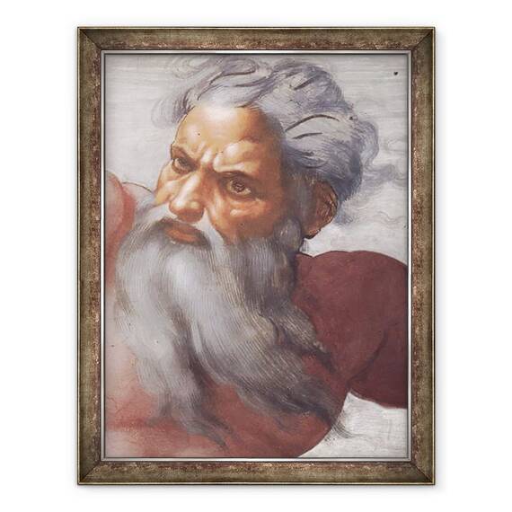 Tablou inramat - Michelangelo Buonarroti - Plafonul Capelei Sixtine, Crearea Soarelui si Lunii, 1508-12, 60 x 80 cm - - Roveli