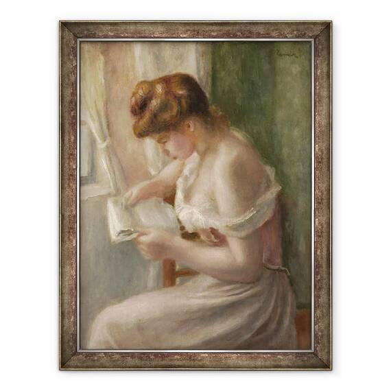 Tablou inramat - Pierre Auguste Renoir - Femeie de lectura, 60 x 80 cm - - Roveli