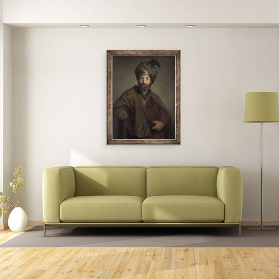 Tablou inramat - Rembrandt Harmensz van Rijn - Barbat in Costum Oriental, 60 x 80 cm - 3- Roveli