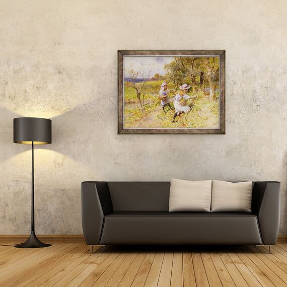 Tablou inramat - William Stephen Coleman - Culegatorii de Primrose, 60 x 80 cm - 2- Roveli