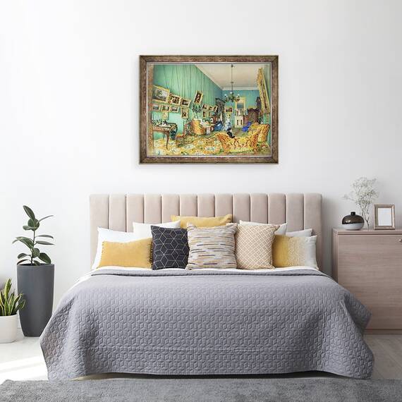 Tablou inramat - Luigi Premazzi - Interiorul unei camere de zi, 60 x 80 cm - 3- Roveli