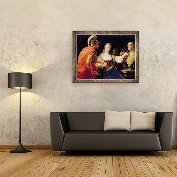 Tablou inramat - Pompeo Girolamo Batoni - Cleopatra ii arata lui Octavius bustul lui Iulius Cezar, 60 x 80 cm - 2- Roveli
