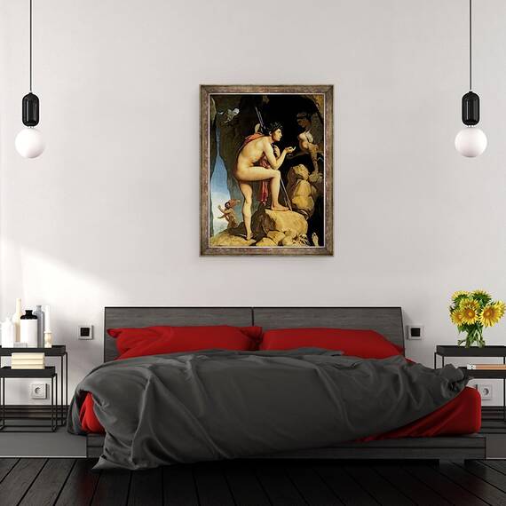 Tablou inramat - Jean Auguste Dominique Ingres - Oedip si Sfinxul I, 60 x 80 cm - 3- Roveli