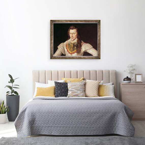 Tablou inramat - scoala engleza - Portretul lui Henry Wriothesley 1573-1624 Al treilea conte de Southampton c.1600 ulei pe panza, 60 x 80 cm - 3- Roveli