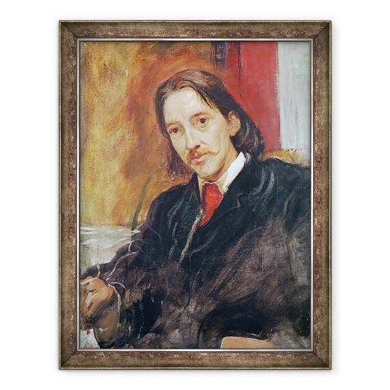 Tablou inramat - William Blake Richmond - Portret De Robert Louis Stevenson 1850-1894 1886, 60 x 80 cm - - Roveli