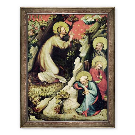 Tablou inramat - Master of the Trebon Altarpiece - Isus in Gradina Ghetsimani, din Altarul Trebon, 60 x 80 cm - - Roveli