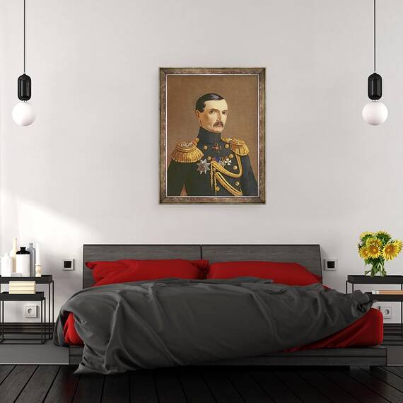 Tablou inramat - A.F. Permyakov - Portretul Amiralului V.A. Kornilov 1806-1854, 60 x 80 cm - 3- Roveli