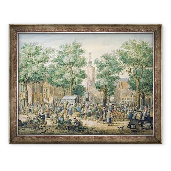 Tablou inramat - Paulus Constantin La Fargue - Piata de la Haga, 60 x 80 cm - - Roveli