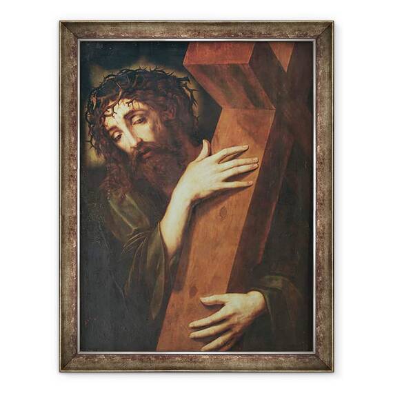 Tablou inramat - Scoala spaniola - Hristos Purtand Crucea, 60 x 80 cm - - Roveli