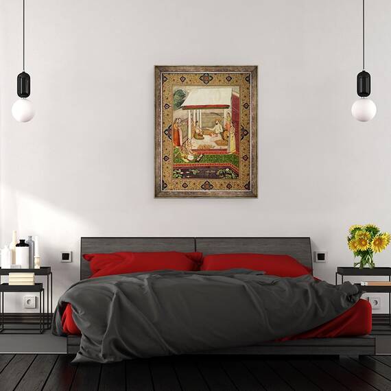 Tablou inramat - Scoala indiana - Un print si printesa ascultand muzica, 60 x 80 cm - 3- Roveli